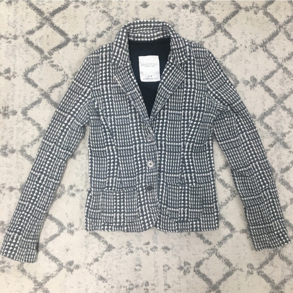Aeropostale Grey White Plaid Blazer Jacket women’s medium M​​​ - Picture 1 of 8